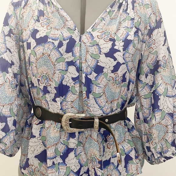 Vintage Concho Brown Leather Silver Tone Belt BOHO Western cowgirl XS S - Picture 6 of 6